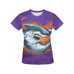 Graffiti Shark All Over Print T-Shirt for Women (USA Size) (Model T40)