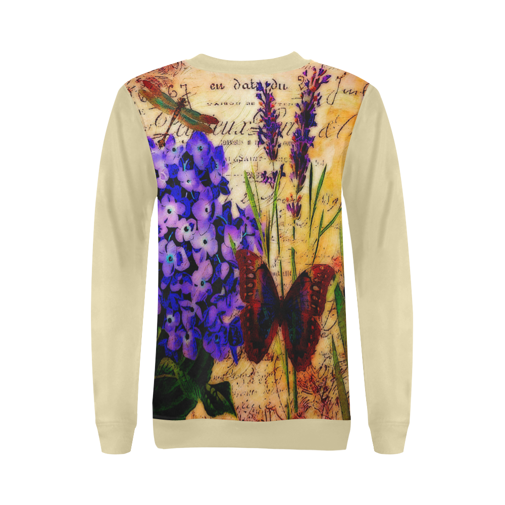 Bright botanical All Over Print Crewneck Sweatshirt for Women (Model H18)