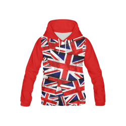Union Jack British UK Flag (Vest Style) Red All Over Print Hoodie for Kid (USA Size) (Model H13)