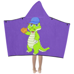 Baseball Gator Purple Kids' Hooded Bath Towels