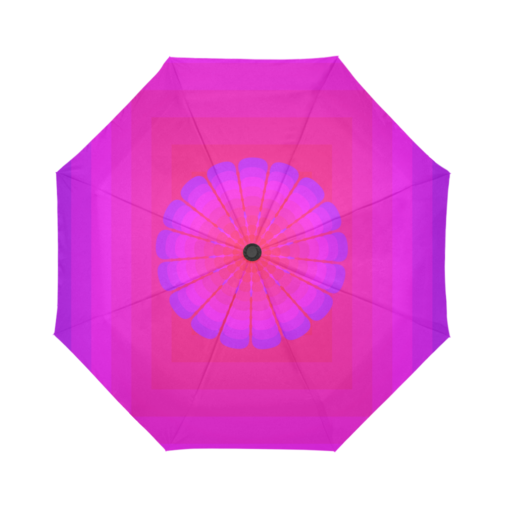 Pink flower on pink violet multiple squares Auto-Foldable Umbrella (Model U04)