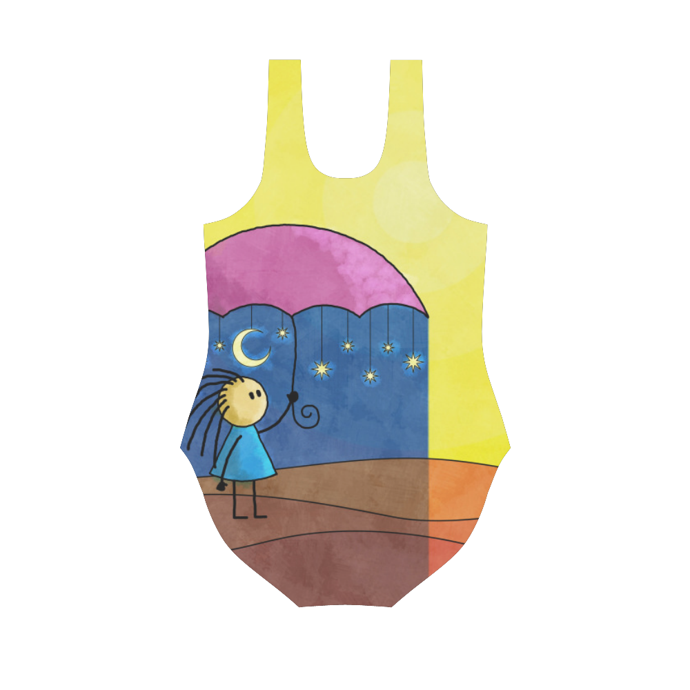 We Only Come Out At Night Vest One Piece Swimsuit (Model S04)