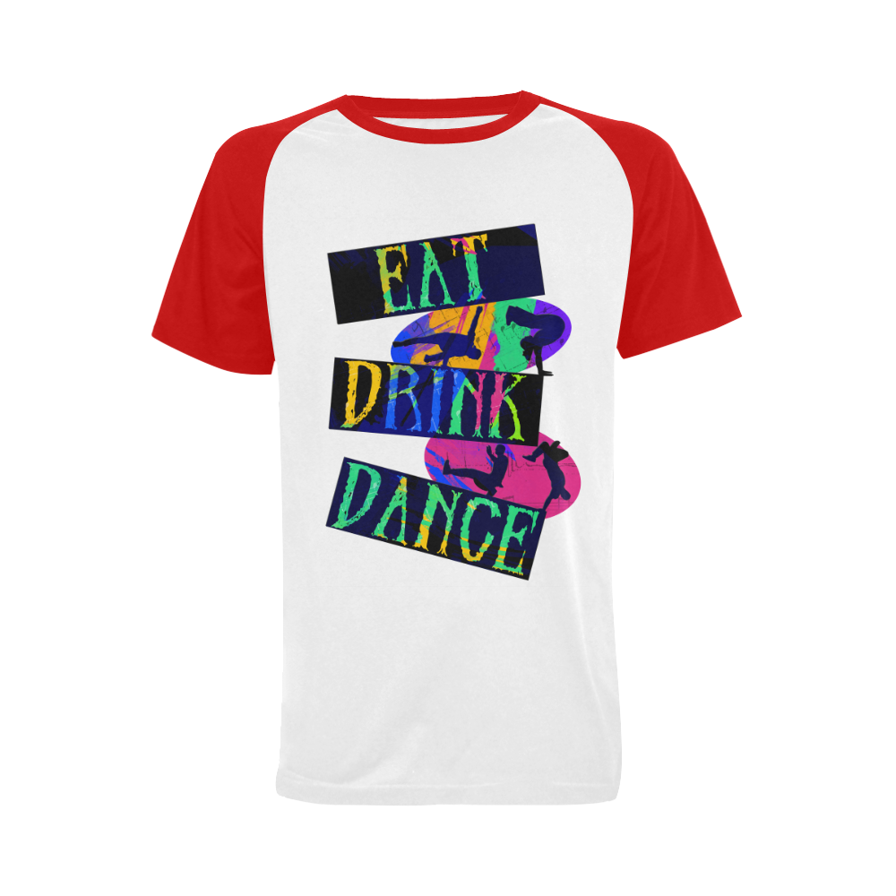 Break Dancing Colorful / Red Men's Raglan T-shirt Big Size (USA Size) (Model T11)