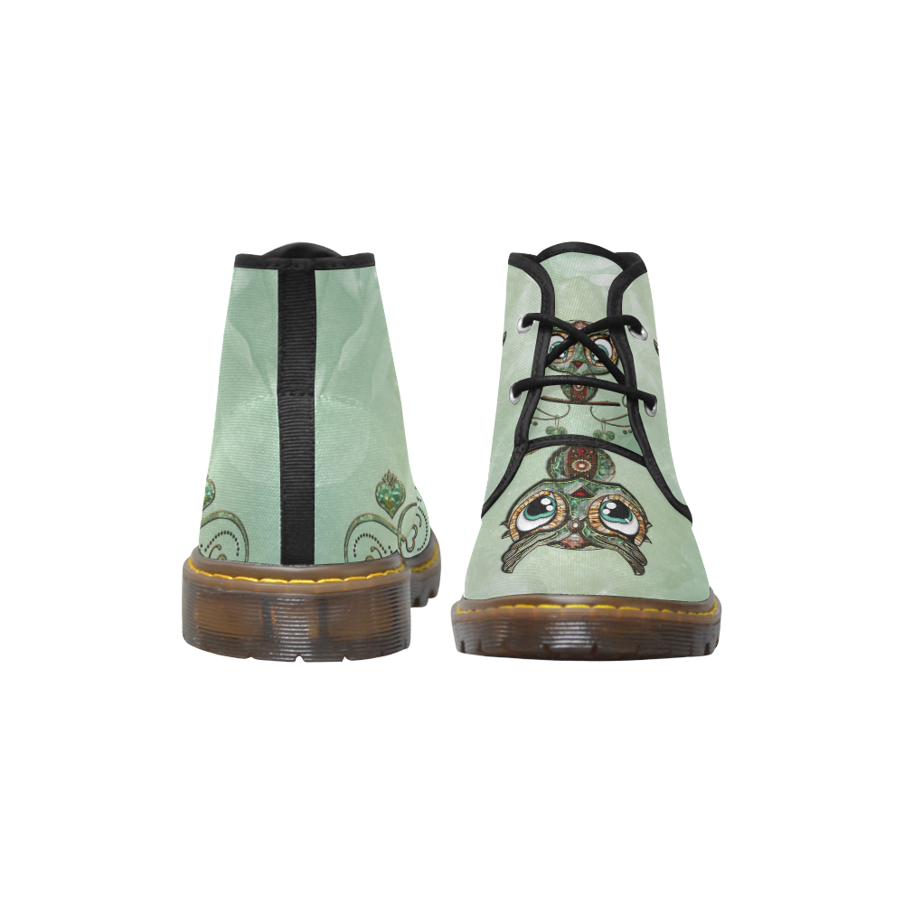 Cute little owl, diamonds Women's Canvas Chukka Boots/Large Size (Model 2402-1)