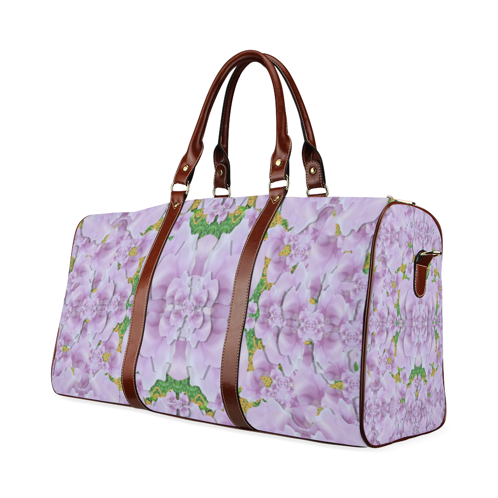fauna flowers in gold and fern ornate Waterproof Travel Bag/Small (Model 1639)