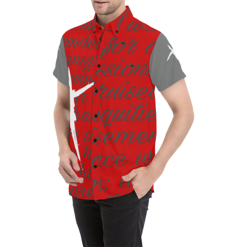 Red Men's All Over Print Short Sleeve Shirt (Model T53)