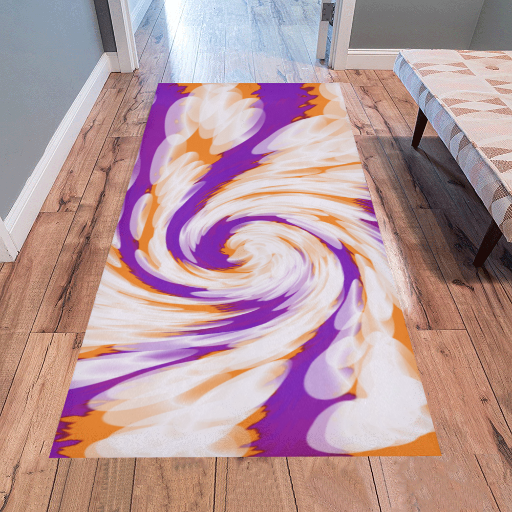 Purple Orange Tie Dye Swirl Abstract Area Rug 7'x3'3''