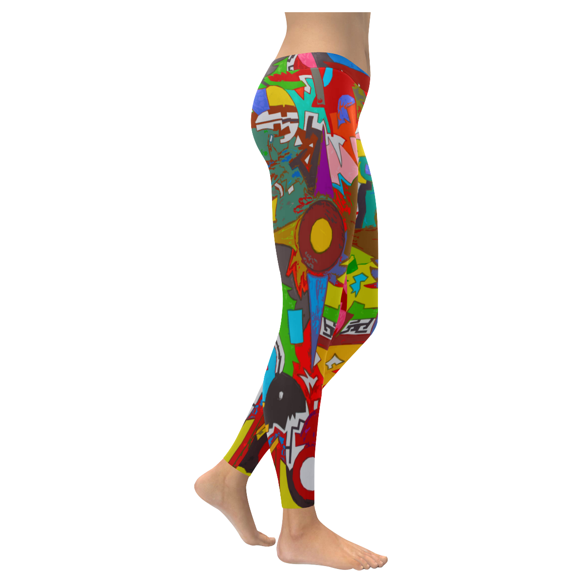 AZTEC CALENDAR IN ABSTRACT Women's Low Rise Leggings (Invisible Stitch) (Model L05)