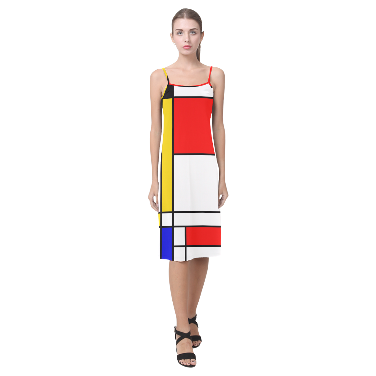 Bauhouse Composition Mondrian Style Alcestis Slip Dress (Model D05)