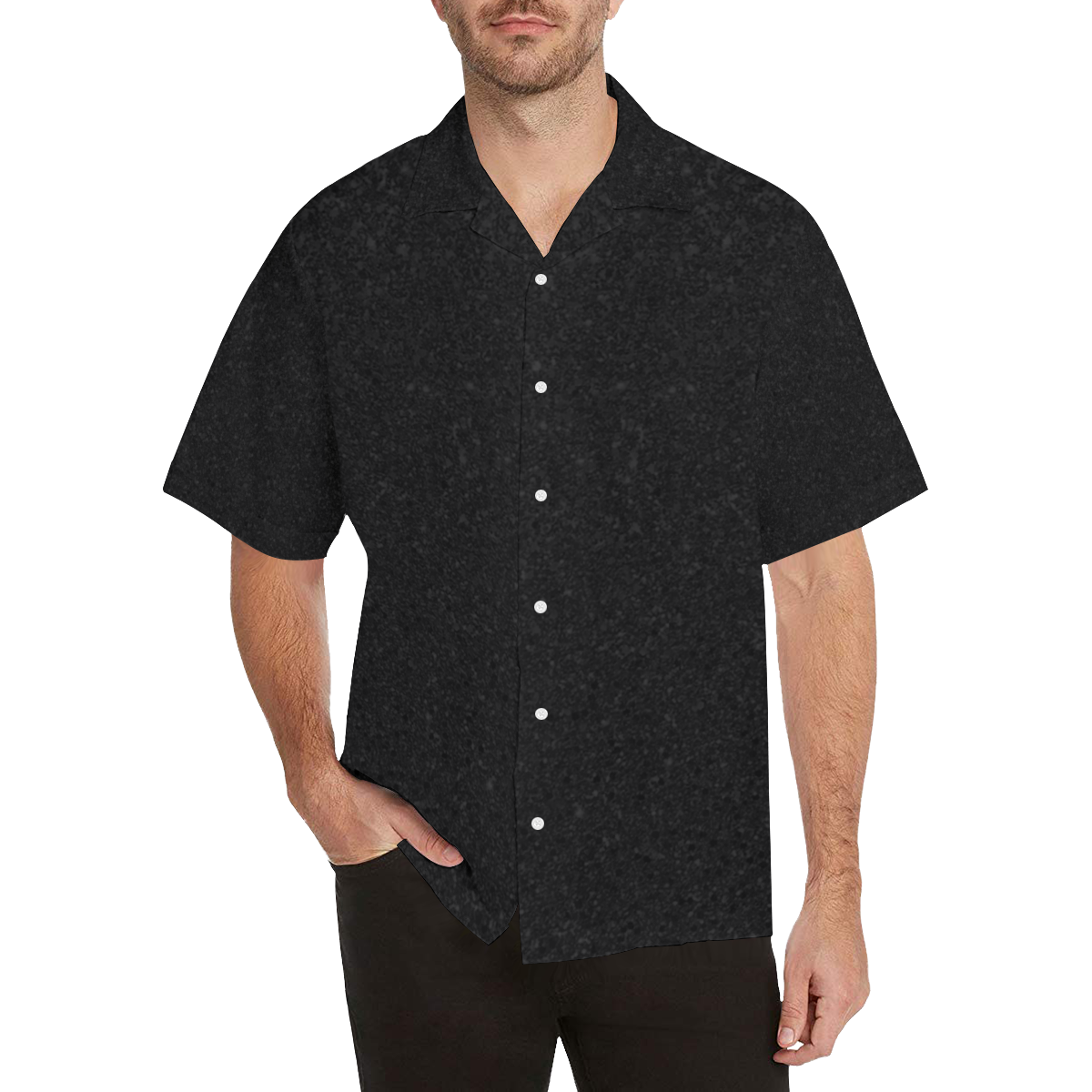 black glitter Hawaiian Shirt (Model T58)