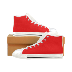 Bright Red and White High Top Canvas Shoes for Kid (Model 017)