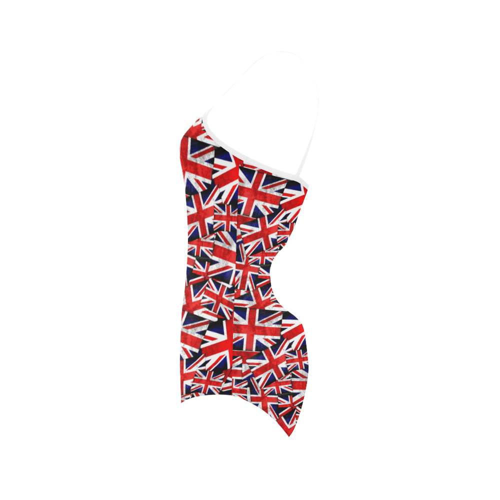 Union Jack British UK Flag - White Straps Strap Swimsuit ( Model S05)