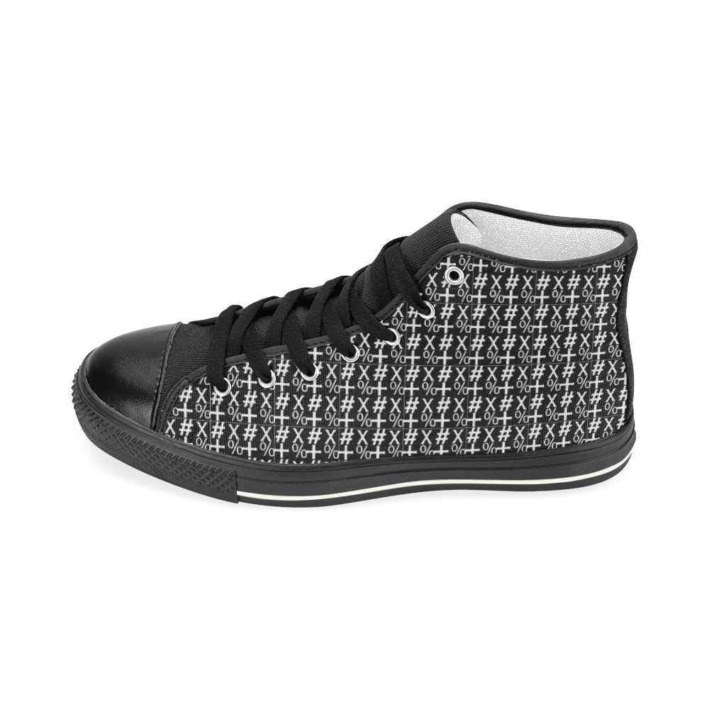 NUMBERS Collection Symbols White/Black Men’s Classic High Top Canvas Shoes (Model 017)