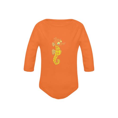 Sassy Seahorse Orange Baby Powder Organic Long Sleeve One Piece (Model T27)