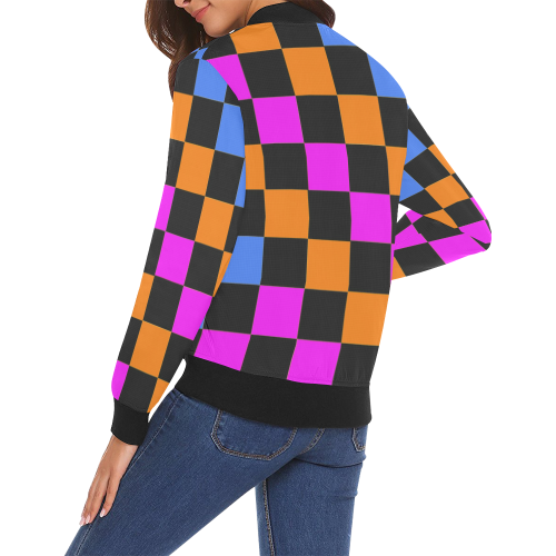 CHECKERBOARD 429 All Over Print Bomber Jacket for Women (Model H19)