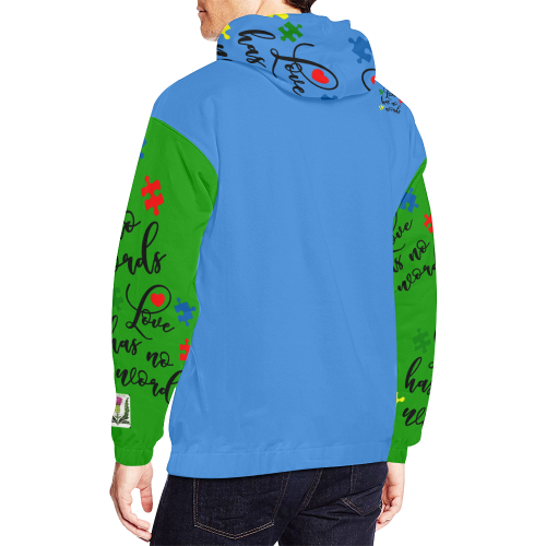 Fairlings Delight's Autism- Love has no words Men's Hoodie 53086Aa3 All Over Print Hoodie for Men (USA Size) (Model H13)