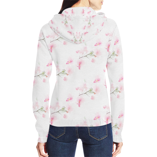 Pattern Orchidées All Over Print Full Zip Hoodie for Women (Model H14)
