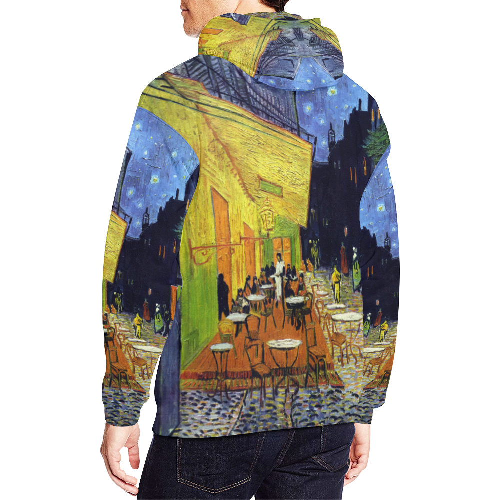 Vincent Willem van Gogh - Cafe Terrace at Night All Over Print Hoodie for Men/Large Size (USA Size) (Model H13)