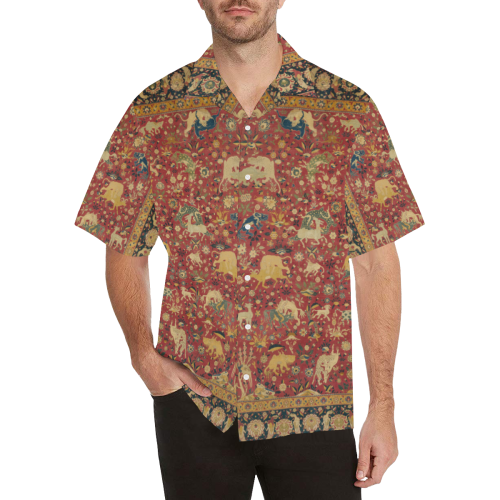 Vintage Persian Animal Rug Hawaiian Shirt (Model T58)