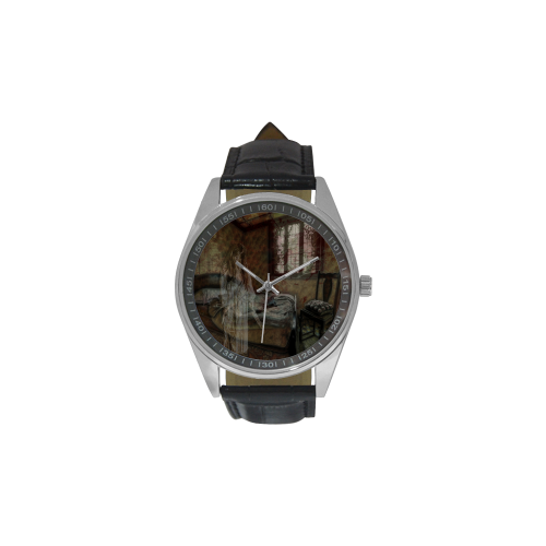 The Ghost in my House Men's Casual Leather Strap Watch(Model 211)