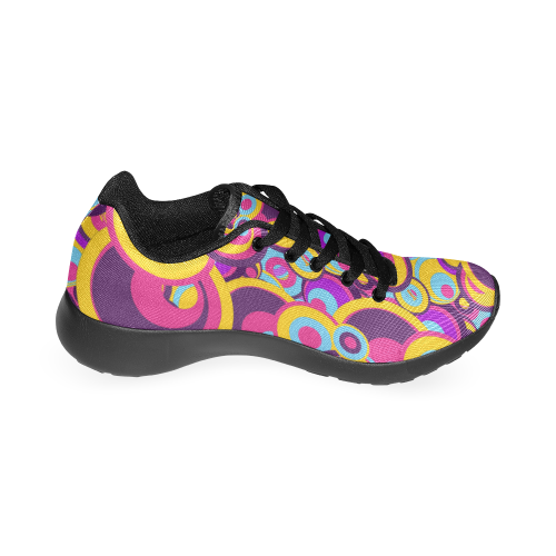 Retro Circles Groovy Violet, Yellow, Blue Colors Men’s Running Shoes (Model 020)