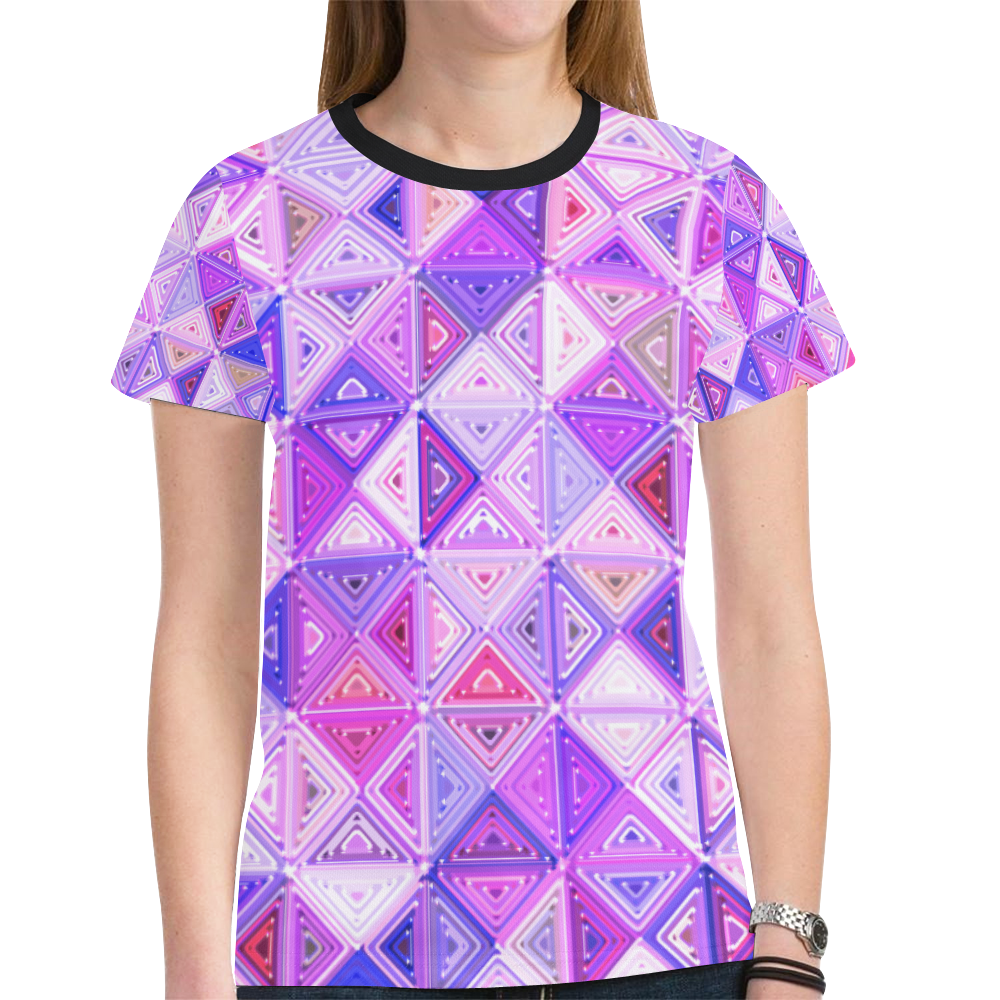 Colorful Geometric Pattern New All Over Print T-shirt for Women (Model T45)