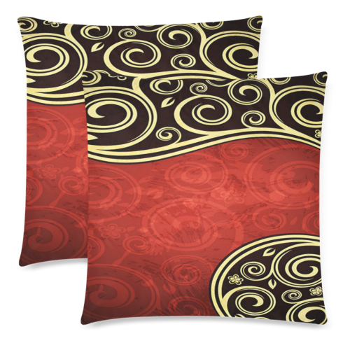 Abstract Vintage Floral 1 Custom Zippered Pillow Cases 18"x 18" (Twin Sides) (Set of 2)