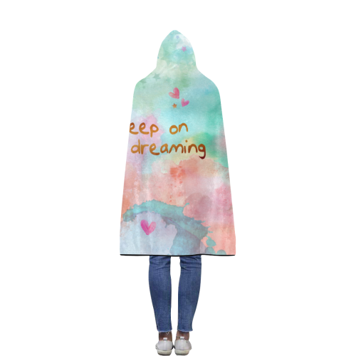 KEEP ON DREAMING - pastel Flannel Hooded Blanket 50''x60''