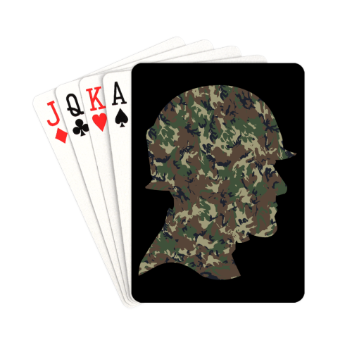 Forest Camouflage Soldier on Black Playing Cards 2.5"x3.5"