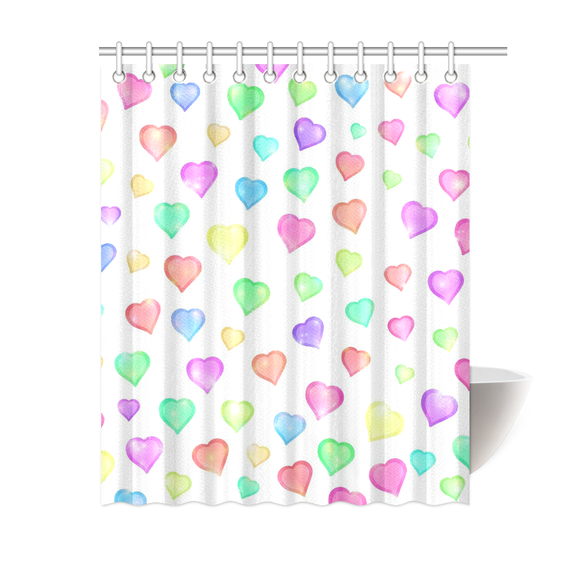 Pastel Hearts Shower Curtain 60"x72"