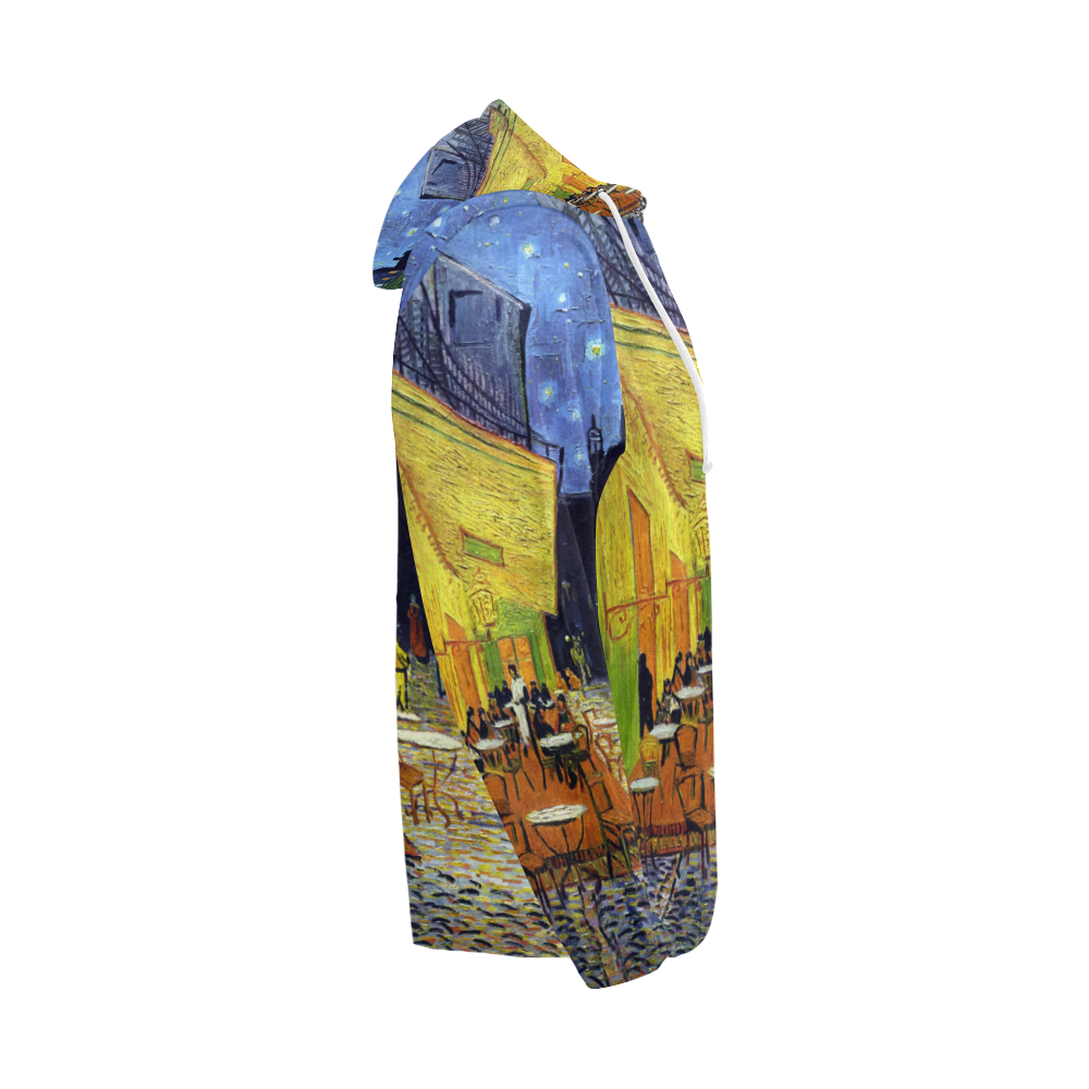 Vincent Willem van Gogh - Cafe Terrace at Night All Over Print Full Zip Hoodie for Men (Model H14)