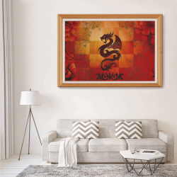 Tribal dragon  on vintage background 1000-Piece Wooden Photo Puzzles