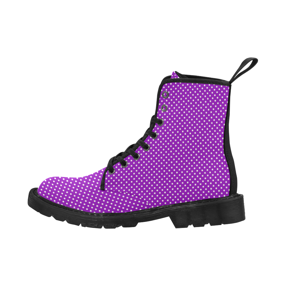 Lavander polka dots Martin Boots for Women (Black) (Model 1203H)