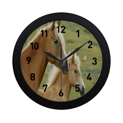 Mother Horse And Pony Circular Plastic Wall clock
