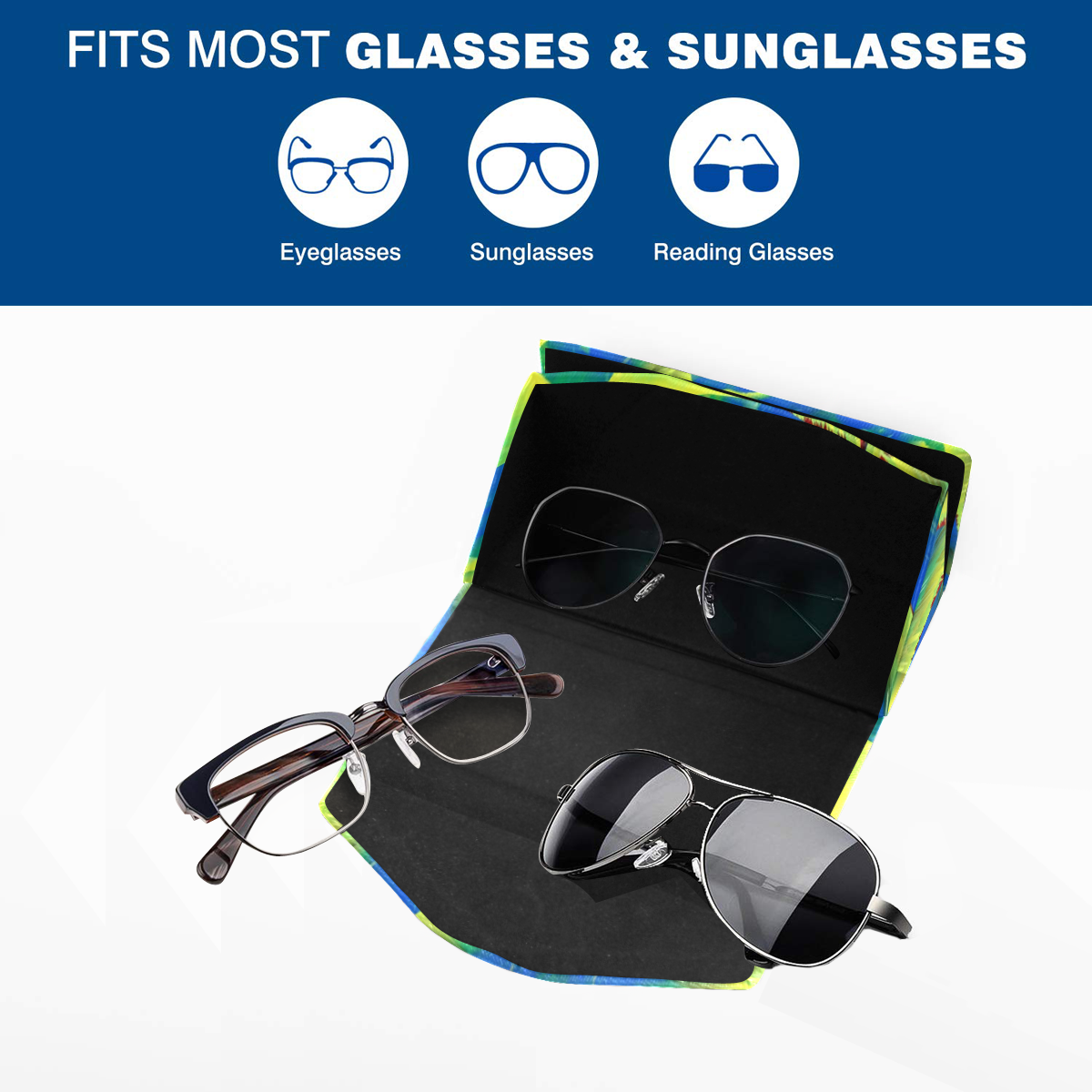 HeartBlueGreen Custom Foldable Glasses Case