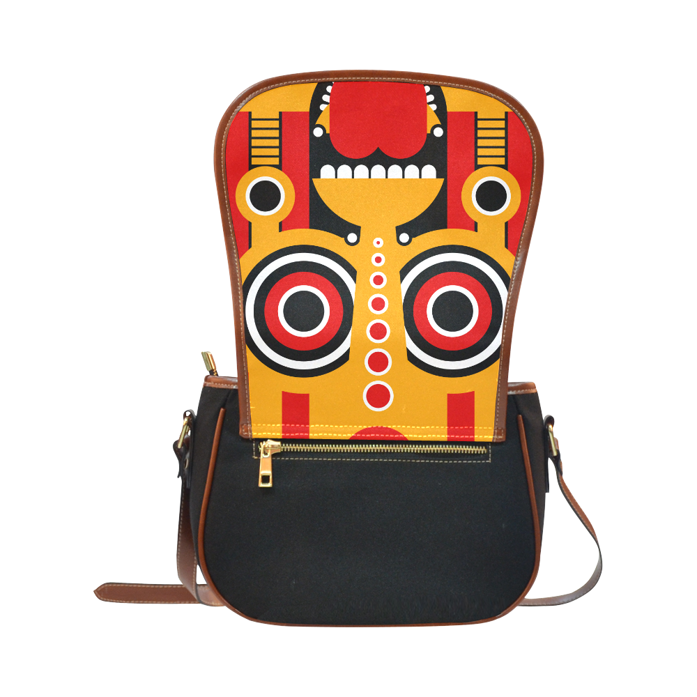 Red Yellow Tiki Tribal Saddle Bag/Small (Model 1649)(Flap Customization)