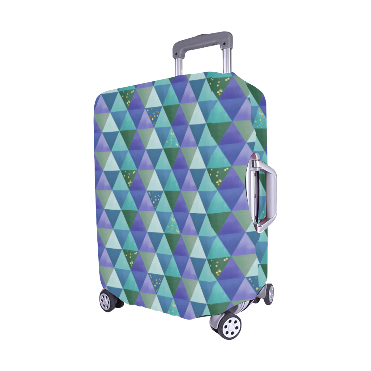 Triangle Pattern - Blue Violet Teal Green Luggage Cover/Medium 22"-25"