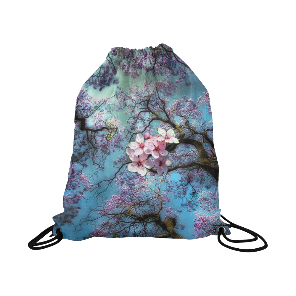 Cherry Blossoms Large Drawstring Bag Model 1604 (Twin Sides)  16.5"(W) * 19.3"(H)