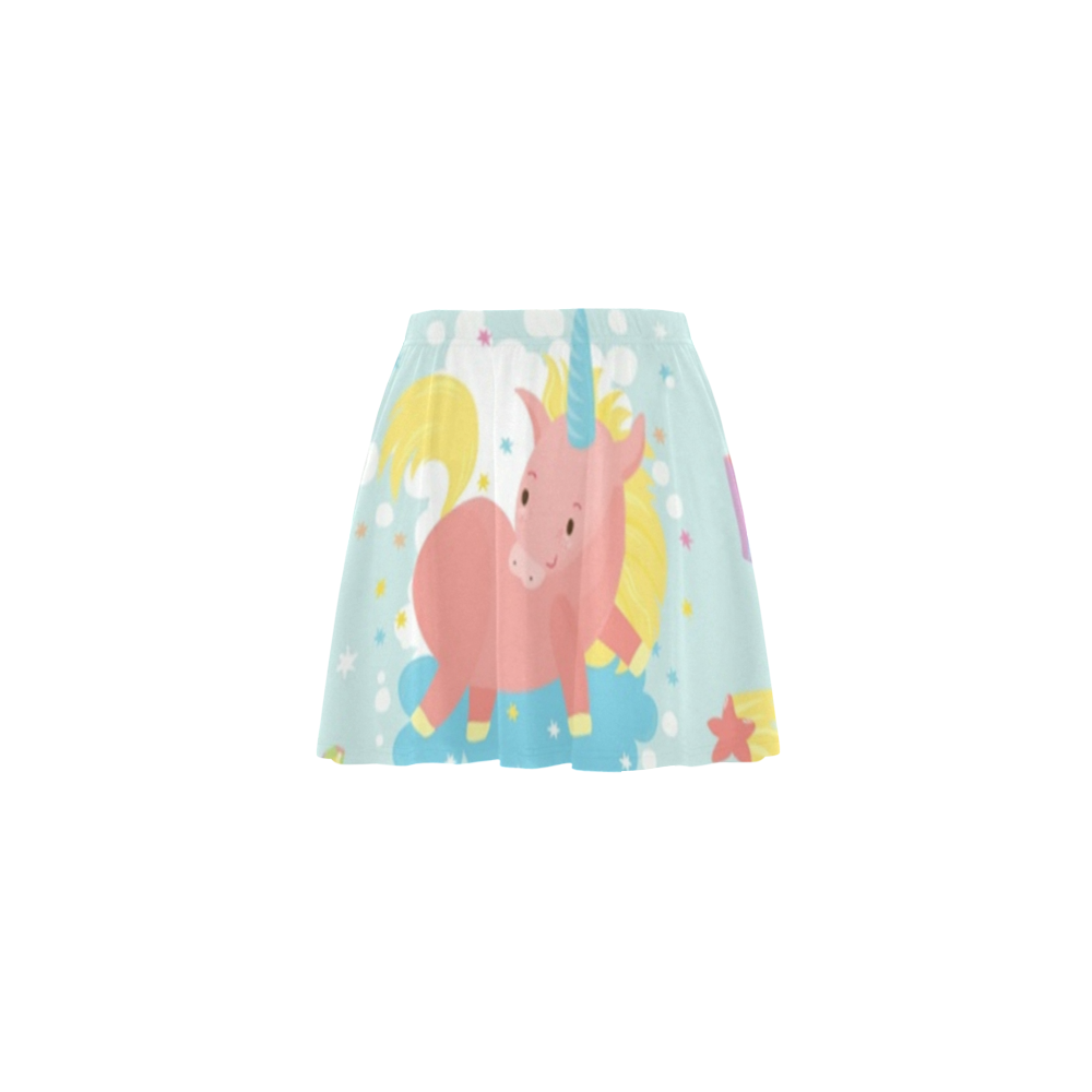 Unicorn And Rainbow Pattern Mini Skating Skirt (Model D36)