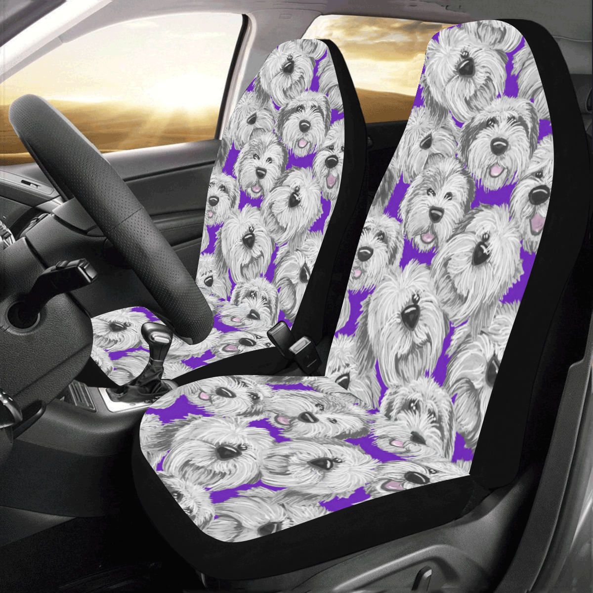 Purple scruffies Car Seat Covers (Set of 2)