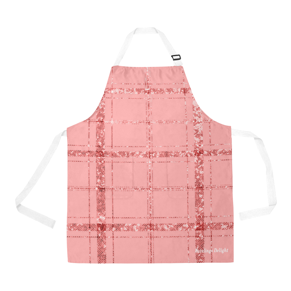 Fairlings Delight's Pretty Plaids Collection- Peach Glitter Plaid 53086 All Over Print Apron