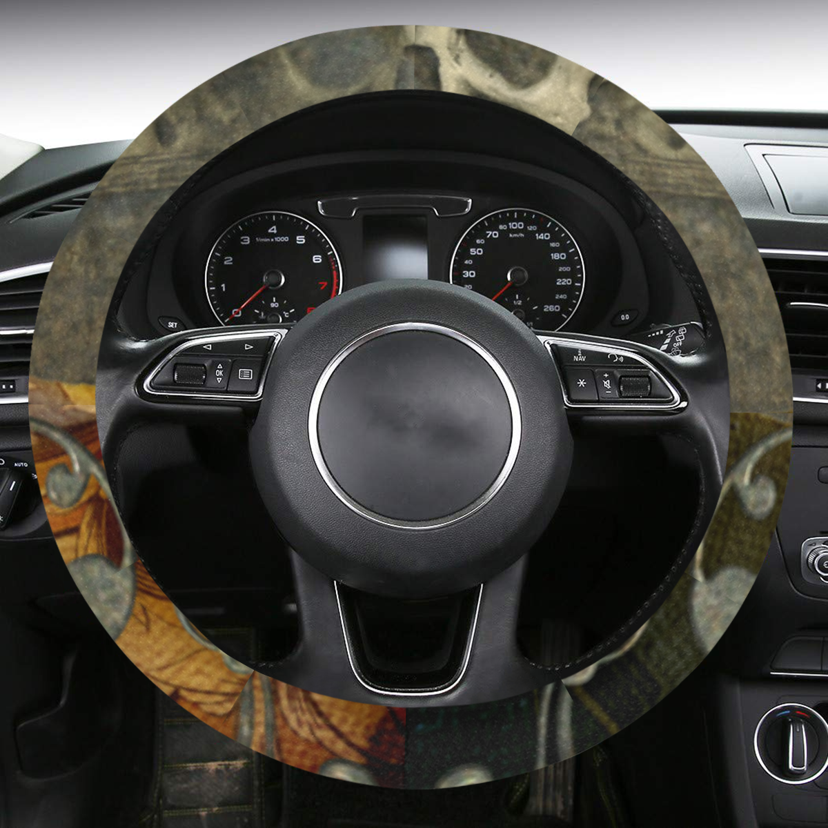 Awesome creepy skulls Steering Wheel Cover with Anti-Slip Insert