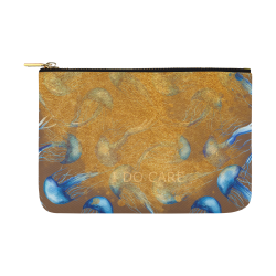 Saunders_I do care about the Ocean white blue gold whales and fishes pouch by PiccoGrande Carry-All Pouch 12.5''x8.5''