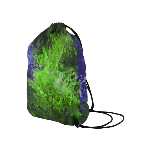 Fantasy Swirl Green Blue Large Drawstring Bag Model 1604 (Twin Sides)  16.5"(W) * 19.3"(H)