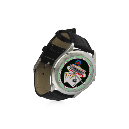 LasVegasIcons Poker Chip - Poker Hand Women's Classic Leather Strap Watch(Model 203)