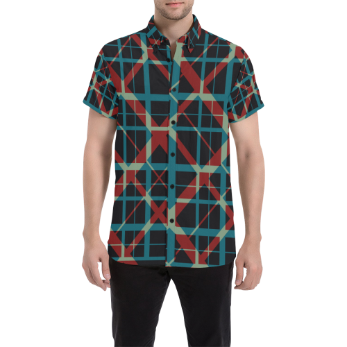 Classic Plaid Pattern design Men's All Over Print Short Sleeve Shirt/Large Size (Model T53)