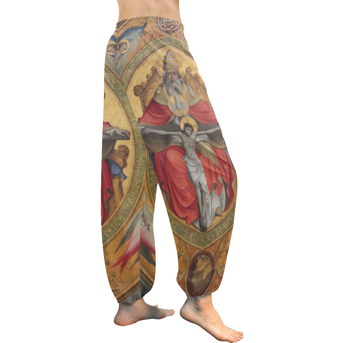 Vintage Jesus on Cross Oil Painting Women's All Over Print Harem Pants (Model L18)