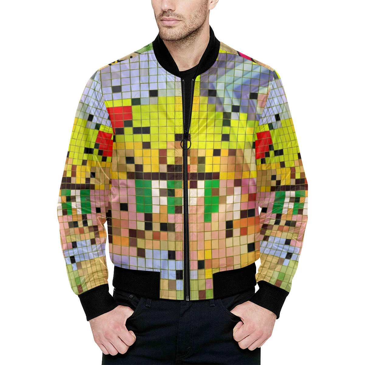 Bremen by Nico Bielow All Over Print Quilted Bomber Jacket for Men (Model H33)