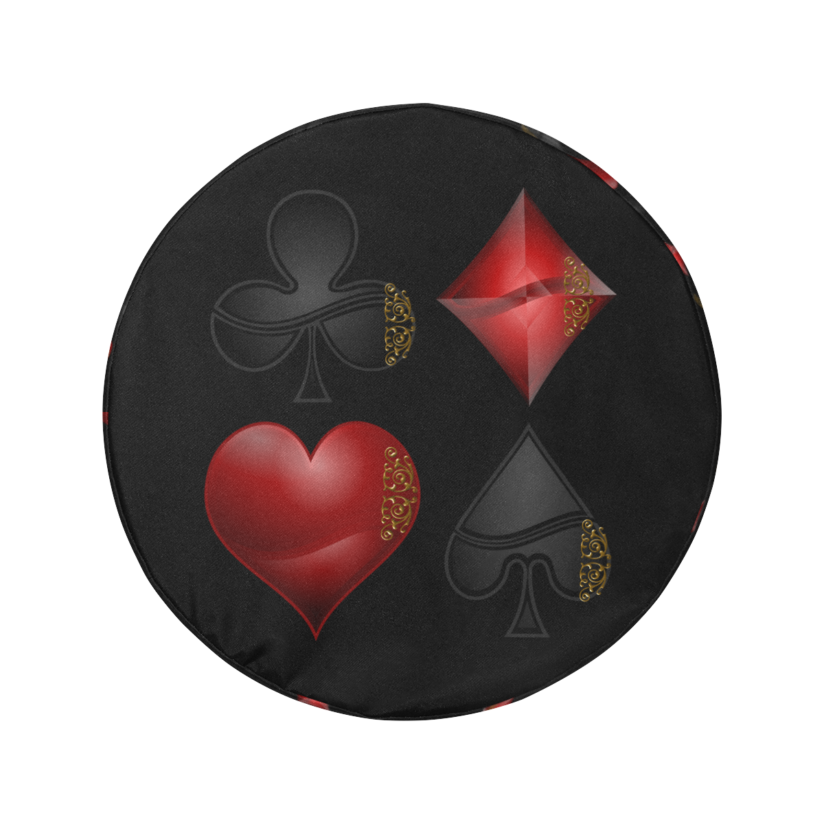 Black and Red Casino Poker Card Shapes 34 Inch Spare Tire Cover