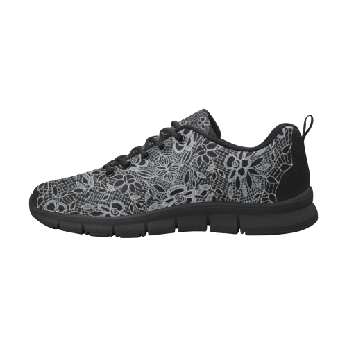 White Crocheted Lace Mandala Pattern Women's Breathable Running Shoes (Model 055)